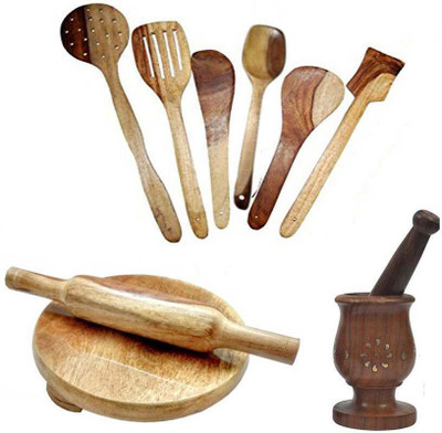 

Craftatoz Wood Cooking Spoon Set(Pack of 10)