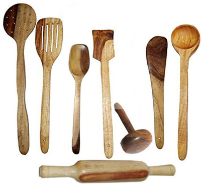 

Craftatoz Wooden Serving Spoon Set(Pack of 8)