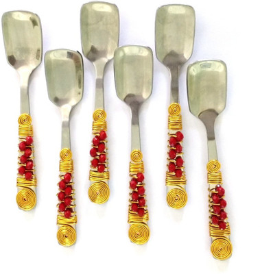 

JewelKraft Designs Stainless Steel Ice-cream Spoon Set(Pack of 6)