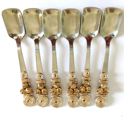 

JewelKraft Designs Stainless Steel Ice-cream Spoon Set(Pack of 6)