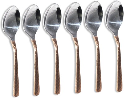 Prisha India Craft Stainless Copper, Steel Serving Spoon Set(Pack of 6)