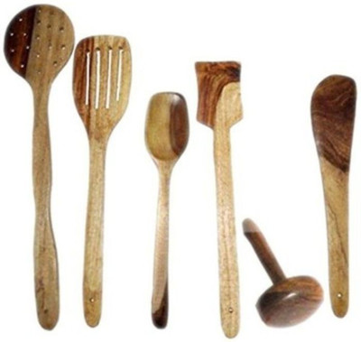 

Onlineshoppee Handmade Cooking Spoon Set Wood Cooking Spoon Set(Pack of 6)