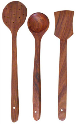 

Craftatoz Wood Cooking Spoon Set(Pack of 3)