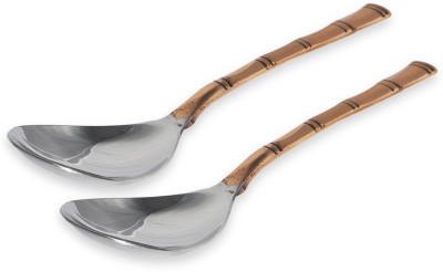Prisha India Craft Stainless Copper, Steel Serving Spoon Set(Pack of 2)