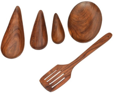 

Onlineshoppee Serving and Cooking Spoon Wooden Serving Spoon Set(Pack of 5)