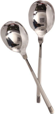 

Mullich Lisbo Silver Stainless Steel Serving Spoon Set(Pack of 2)