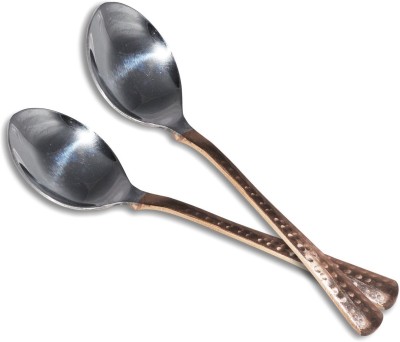 Prisha India Craft Stainless Copper, Steel Serving Spoon Set(Pack of 2)