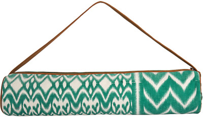 

JaipurSe Cotton Ikat Print Fabric Light Weight with Zipper Closure and Faux Leather Strap Yoga Mat Bag(Green, Kit Bag)
