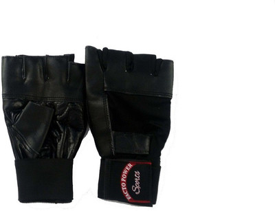 

FACTO POWER 100 % PURE LEATHER (FINGER CUT DESIGN) - (Model : 1331) Gym & Fitness Gloves (Free Size, Black)