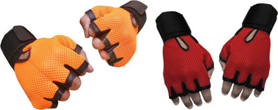 

Cp Bigbasket Netted with Wrist Support Gym & Fitness Gloves (Free Size, Orange, Red)