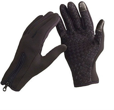 

Shrih Touchscreen Windproof Warm Winter Silicone Palm Cycling Gloves (, Black