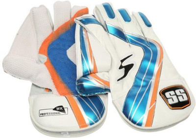 

SS Professional Wicket Keeping Gloves (Men, White, Blue), Blue;white