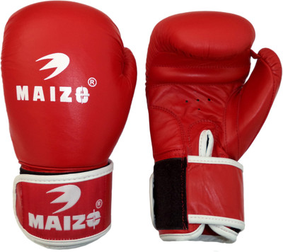 

Maizo Competition Style Leather Moulded Boxing Gloves (, Red, White