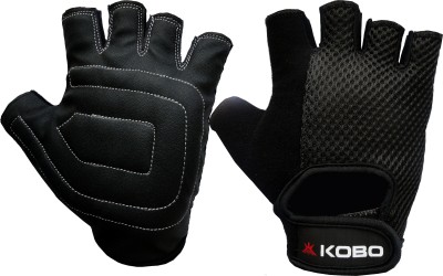 

Kobo Exercise Weight Lifting Grippy Hand Protector Padded Gym & Fitness Gloves (XL, Black)