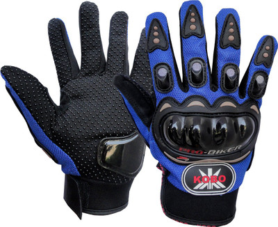 

Kobo Pro Biker Motor Cycle / Bike Hand Protector Full Finger (Imported) Driving Gloves (L, Blue)
