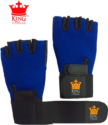 

KING FITNESS PROFESSIONAL SERIES WITH STRAPS Gym & Fitness Gloves (Free Size, Blue)