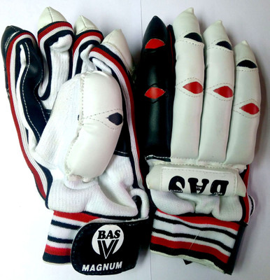 

BAS Magnum Batting Gloves (Boys, White, Red, Black), Black;red;white