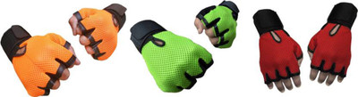 

Cp Bigbasket Netted with Wrist Support Gym & Fitness Gloves (Free Size, Orange, Green, Red), Green;orange;red