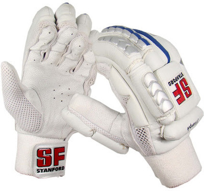 Stanford Triumph Mens Batting Gloves (L, White, Blue, Silver), Blue;silver;white