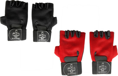

GB pack of 2 Gym & Fitness Gloves (Free Size, Black, Red)