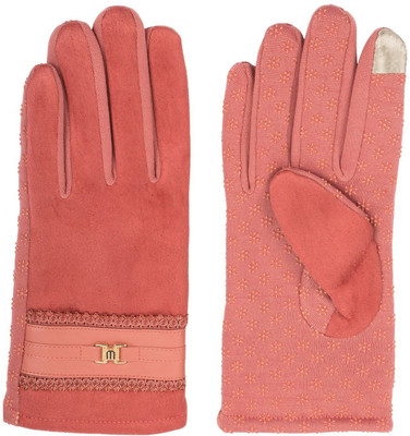 

AllExtreme Women Winter Gloves Touch Screen Warm Gloves Outdoor Driving Inner Gloves (Free Size, Pink)