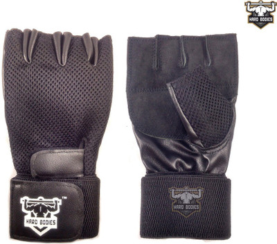 

Hard Bodies Club Leather Gym & Fitness Gloves (, Black