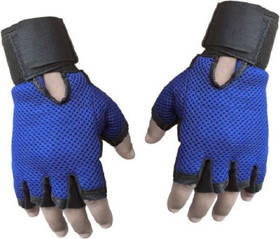 

Real Choice Leather Padding Gym & Fitness Gloves (Free Size, Blue)