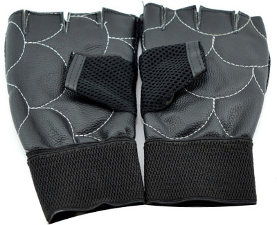 

Sports 101 Premium Leather with Wrist Support Gym & Fitness Gloves (, Black