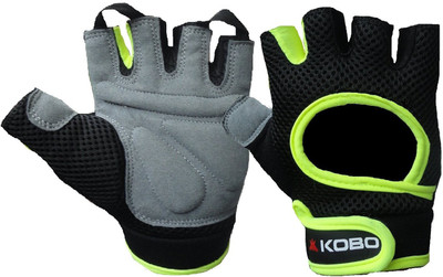 

Kobo Exercise Weight Lifting Grippy Hand Protector Padded_A_GREEN Gym & Fitness Gloves (, Black, Green