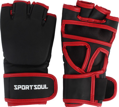 

SportSoul MMA Leather Boxing Gloves (S, Black, Red)