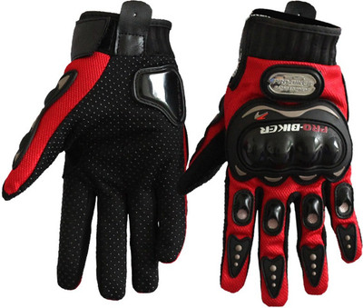 

meenu arts PRO-BIKER-R-L-011 Driving Gloves (L, Red), Black;red