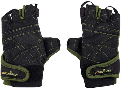 

Ecowellness QW-93B Gym & Fitness Gloves (L, Black, Green)