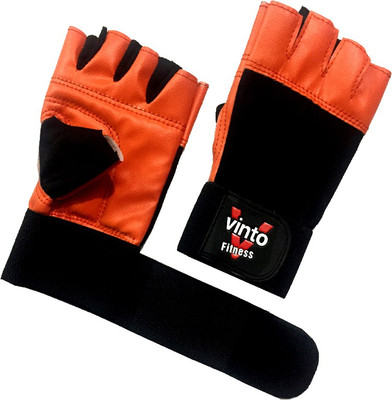 

Vinto Dominator Leather Crossfit Cross Training Best Weight Lifting Gloves with Wrist Support for Heavy Lifting Gym & Fitness Gloves (, Black, Black;orange