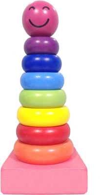 Allin1 Rainbow Stacker Wooden Ring Educational Toy(Multicolor)