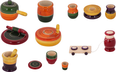 

Buddha Crafts Premium Finish Wooden Kitchen Set Toy For Girls(Multicolor)
