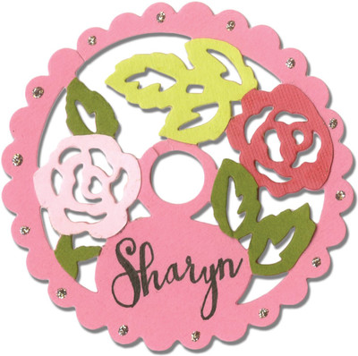 

SIZZIX Thinlits Die - Wine Stem Name Label, Rose Lace 660750 label Stencil(Pack of 1, label)
