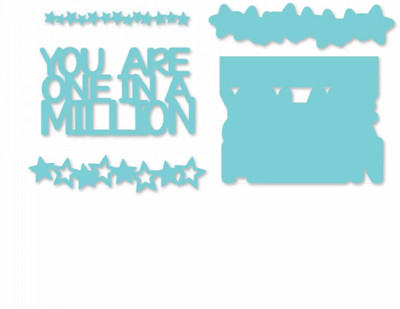 

SIZZIX Thinlits Die Set 5PK - One in a Million 3-D Drop-ins Sentiment 661574 card Stencil(Pack of 5, card)