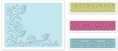 

Sizzix Embossing Folder - Peacock Vine set 4PK 657819 Pattern Stencil(Pack of 4, Floral Lace (A2 Border); ., Peacock Feather Vine (A2 L), Dotted Border (A2 Border);, Daisy Chain (A2 Border))