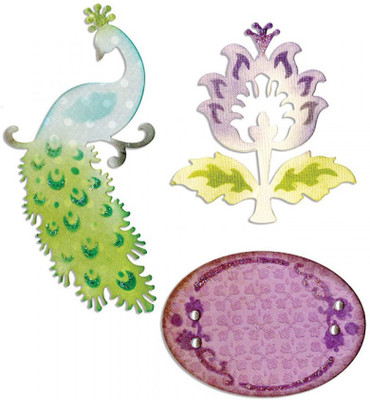 

SIZZIX Thinlits Die Set 3PK - Peacock, Frame & Flower 659070 Decorative Stencil(Pack of 3, flower, bird)