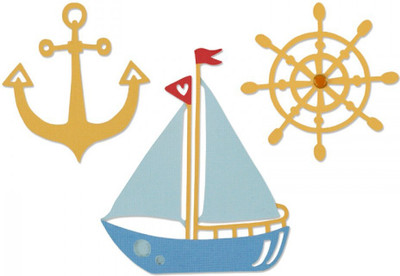 

SIZZIX Thinlits Die Set 3PK - Shipmates 661165 sailboat Stencil(Pack of 3, tranpsort)