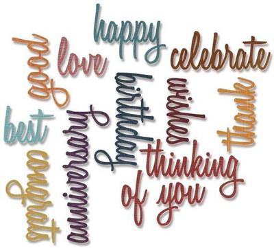 

SIZZIX Thinlits Die Set 13PK - Celebration Words: Script 660223 Wishes Stencil(Pack of 13, Wishes)