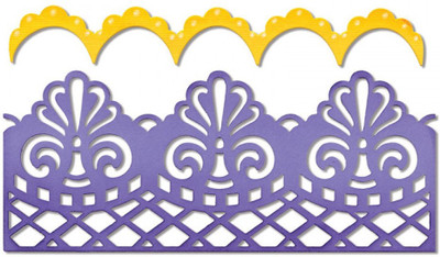 

SIZZIX Thinlits Die Set 2PK - Damask & Scallop Borders 658945 Border Stencil(Pack of 2, Border)