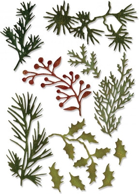

SIZZIX Thinlits Die Set 11PK - Holiday Greens, Mini 661597 holiday greens Stencil(Pack of 11, Leaves)