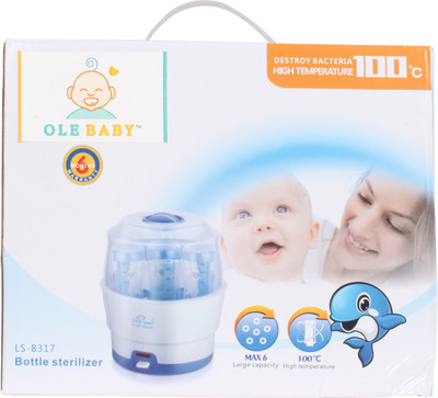 

Ole Baby 6 Feeding bottle Electric Steam Sterlizer cum Food Warmer cum Heating(upto 250 ml each) - 6 Slots(White)
