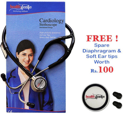 

Healthgenie Cardiology SS Double Diaphgram HG-403B Acoustic Stethoscope(Black)