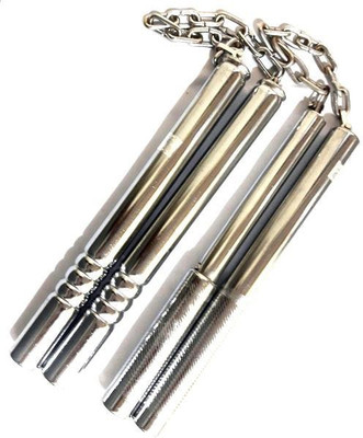 

Vinex Steel Nanchak Foldable & Fixed Handle Gymnastic Stick - 10 inch(Silver)