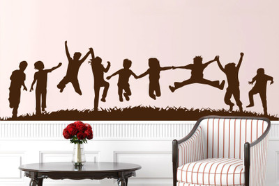 Creatick Studio 152.4 cm Child Play Group Wall Decal Self Adhesive Sticker(Pack of 1)