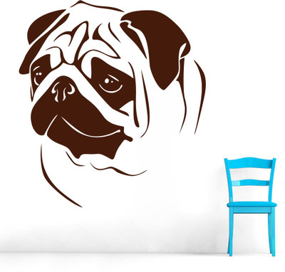 Creatick Studio 109.22 cm Pug Wall Decal Self Adhesive Sticker(Pack of 1)