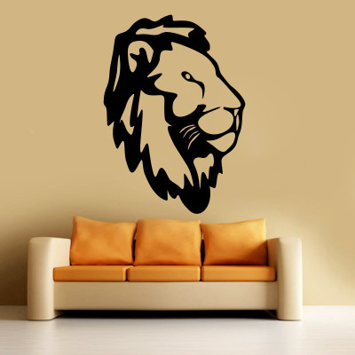 Creatick Studio 38.1 cm Lion Face Abstract Wall Sticker Self Adhesive Sticker(Pack of 1)