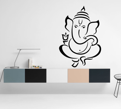 

Veldeco Ganesha [H54xW37]cm  cut work vinyl self adhesive walldecal Sticker(Pack of 1, Black